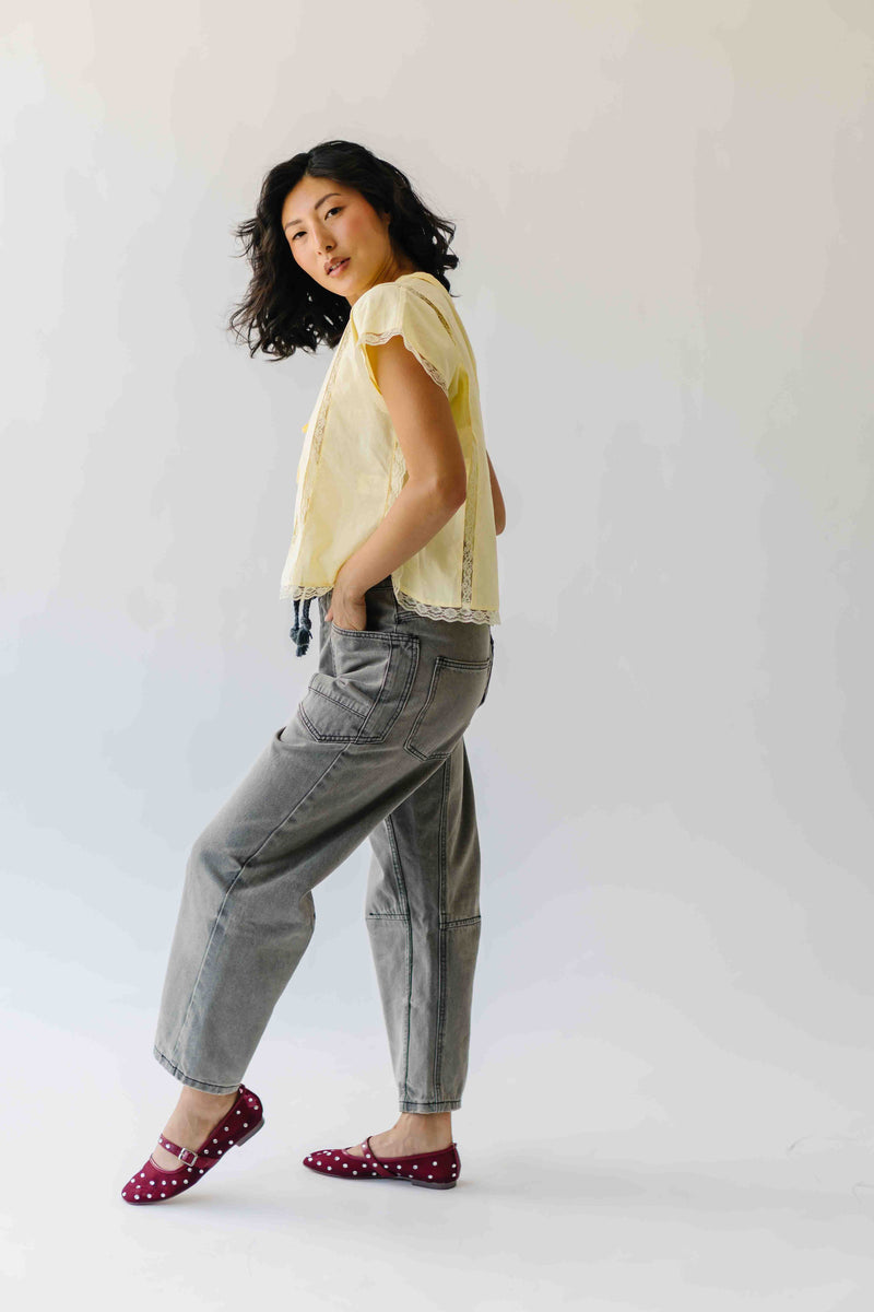 The Sanders Lace Insert Blouse in Yellow