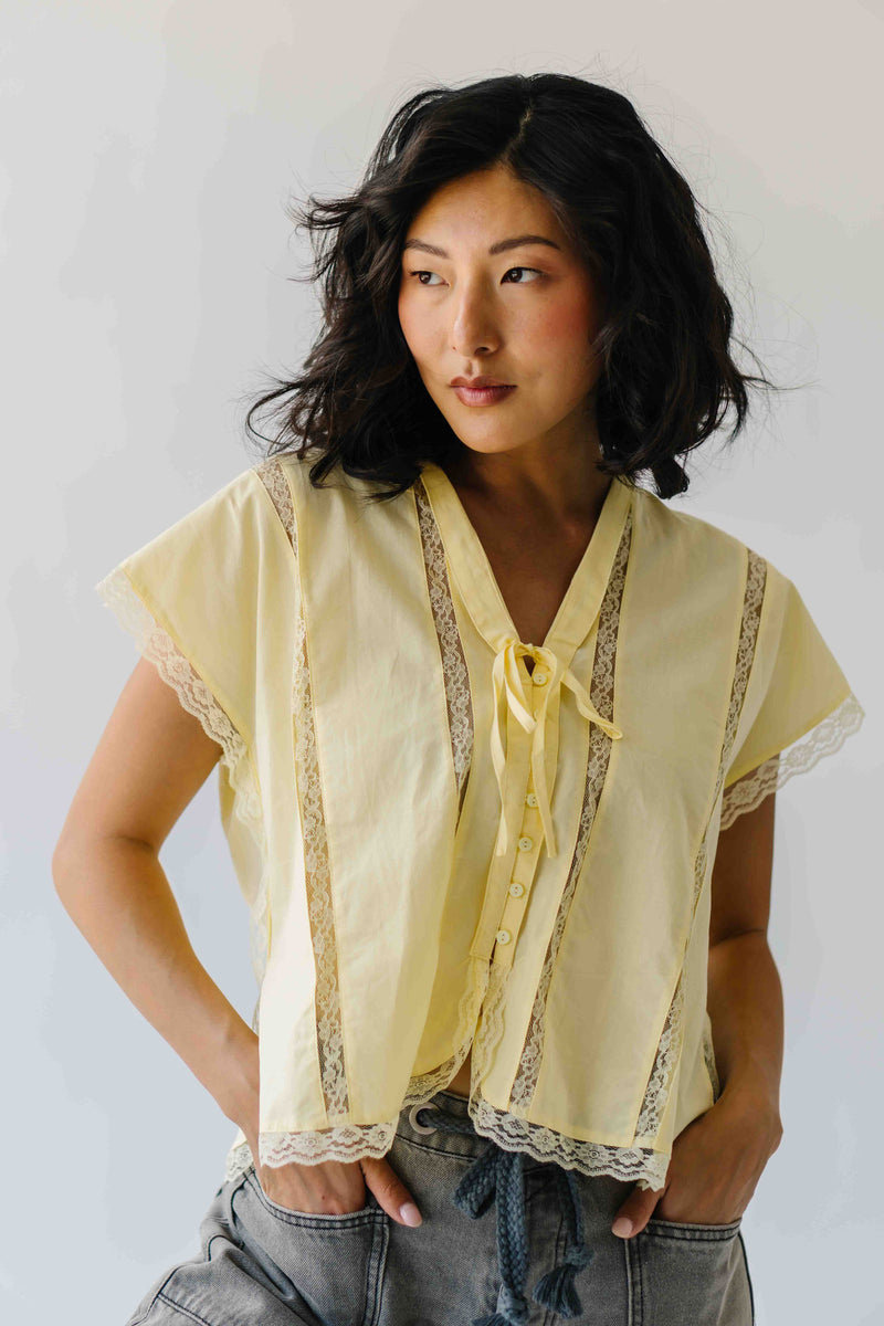 The Sanders Lace Insert Blouse in Yellow