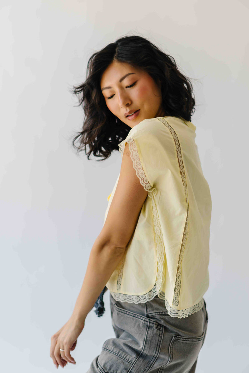 The Sanders Lace Insert Blouse in Yellow