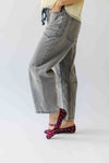 The Yorkana Eyelet Waist Barrel Jean in Grey