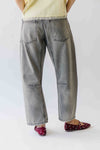 The Yorkana Eyelet Waist Barrel Jean in Grey