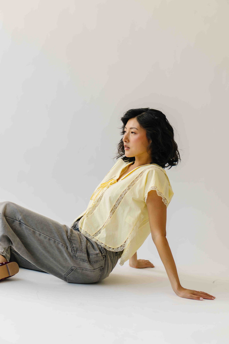 The Sanders Lace Insert Blouse in Yellow