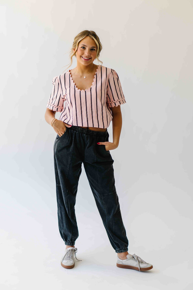 The Beasley Scallop Edge Blouse in Rose