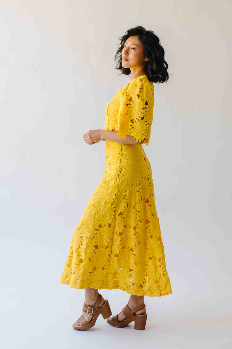 The Katie Embroidered Blouse + Skirt Set in Yellow