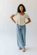 The Janae Textured Wide Leg Pant in Blue