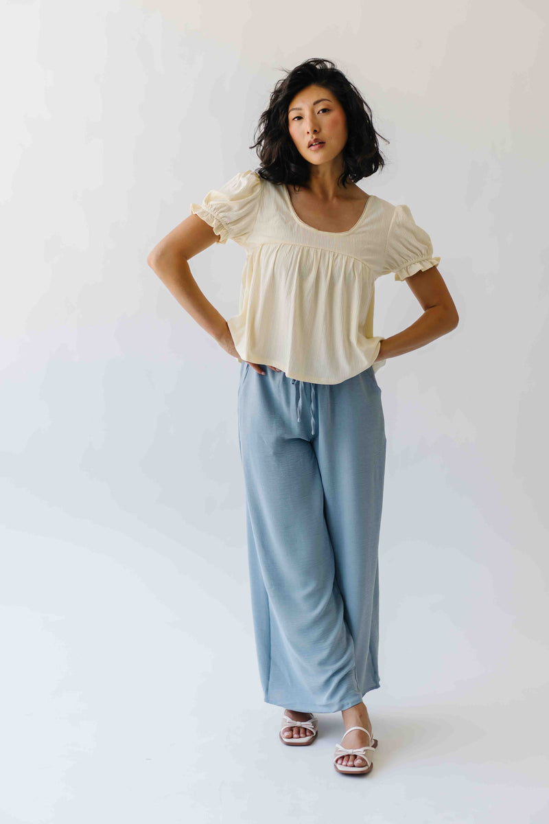 The Janae Textured Wide Leg Pant in Blue