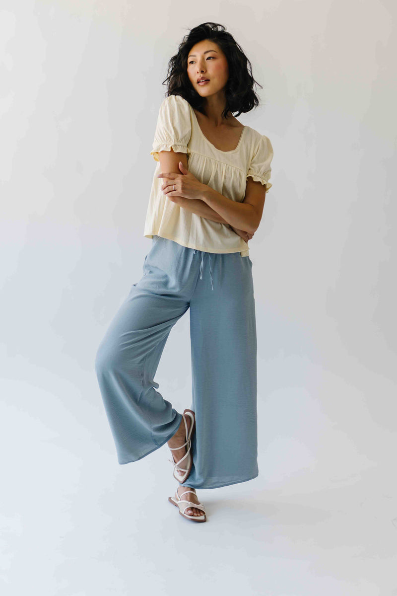 The Janae Textured Wide Leg Pant in Blue