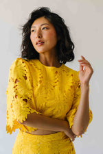 The Katie Embroidered Blouse + Skirt Set in Yellow