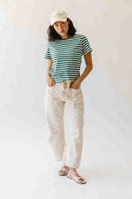 The Nolan Striped Tee in Green