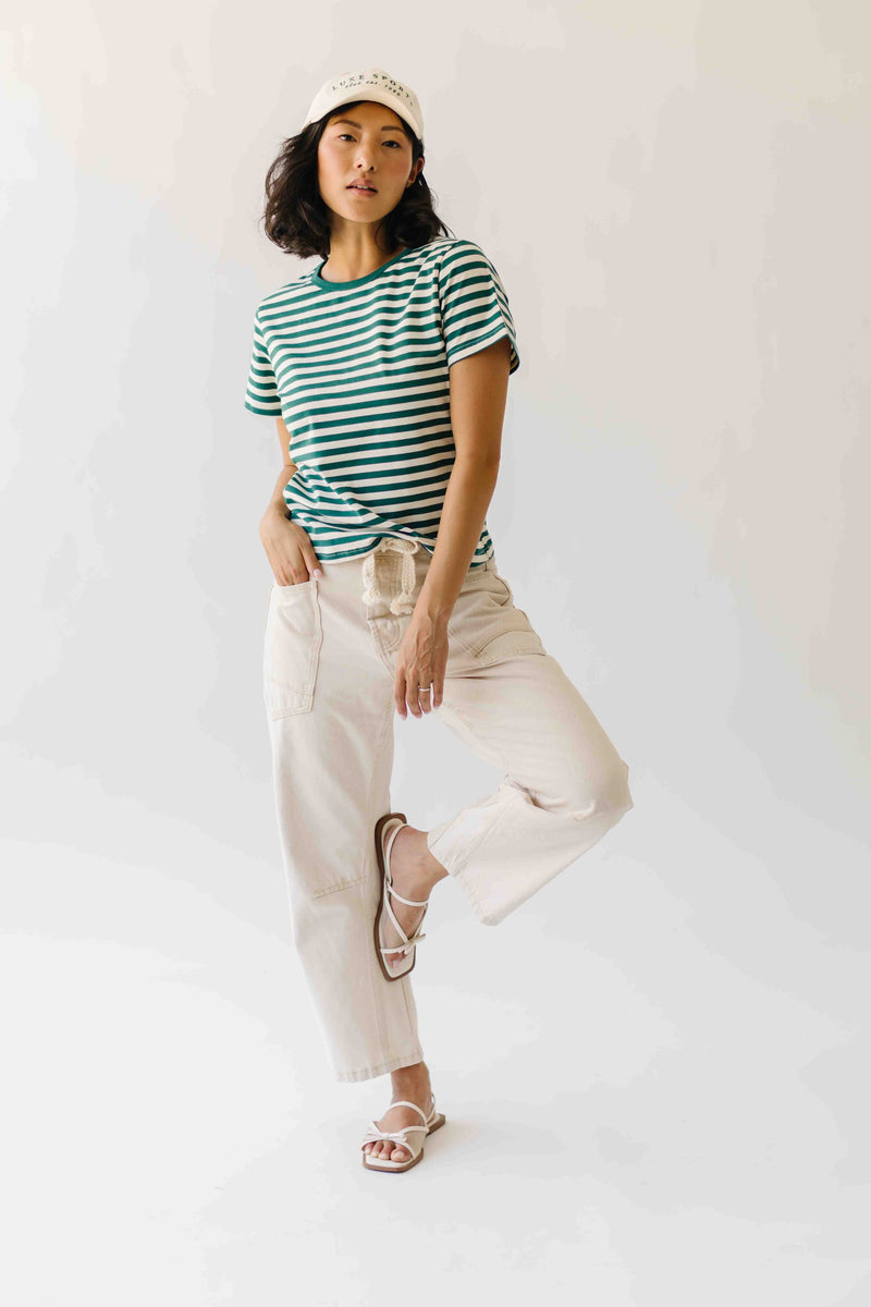 The Nolan Striped Tee in Green