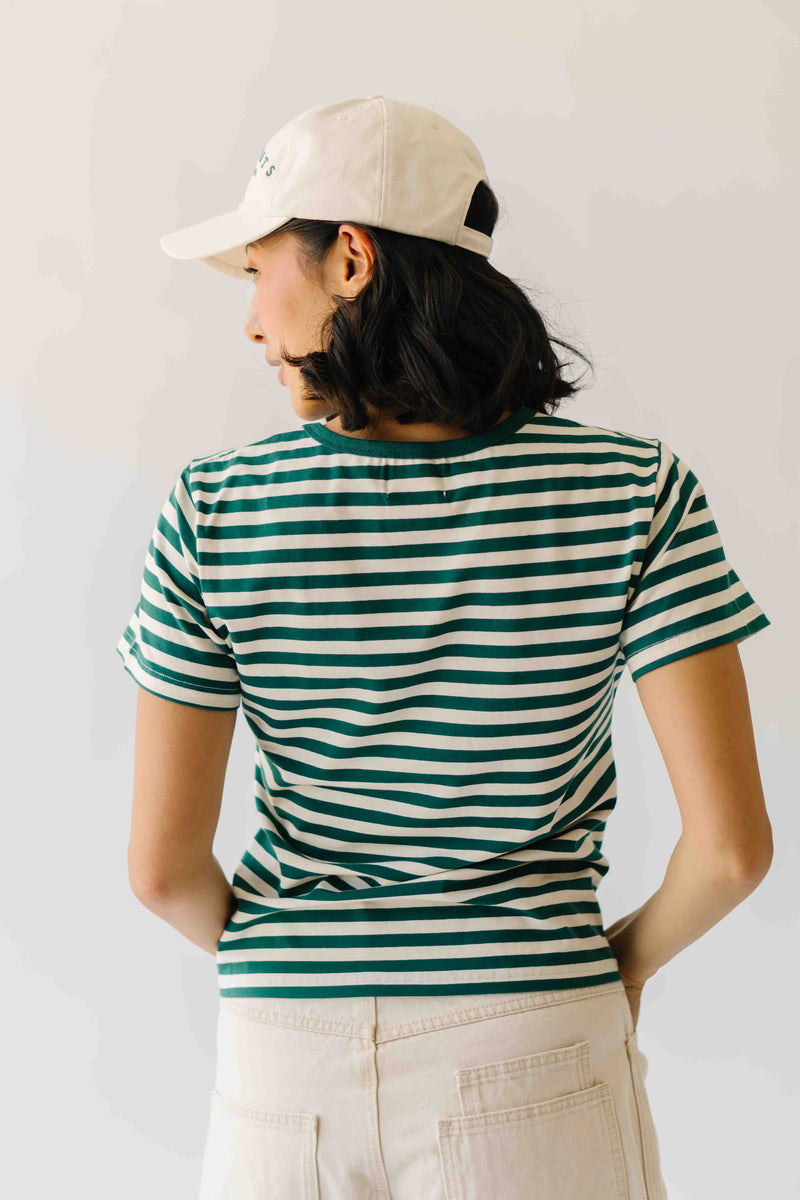 The Nolan Striped Tee in Green