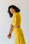 The Katie Embroidered Blouse + Skirt Set in Yellow