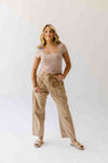 The Yorkana Eyelet Waist Barrel Jean in Sand