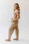 The Yorkana Eyelet Waist Barrel Jean in Sand