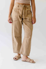 The Yorkana Eyelet Waist Barrel Jean in Sand