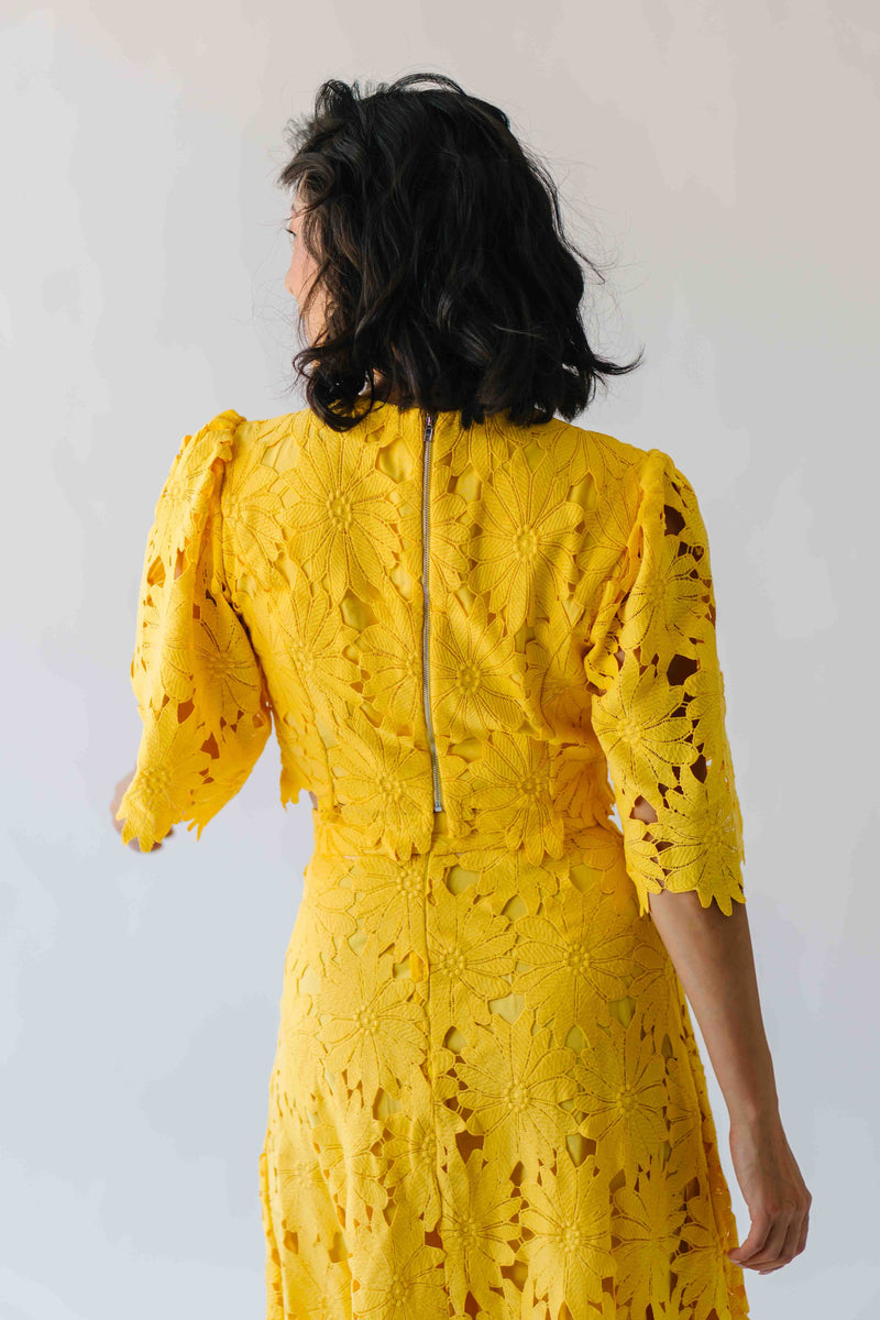 The Katie Embroidered Blouse + Skirt Set in Yellow