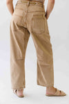 The Yorkana Eyelet Waist Barrel Jean in Sand
