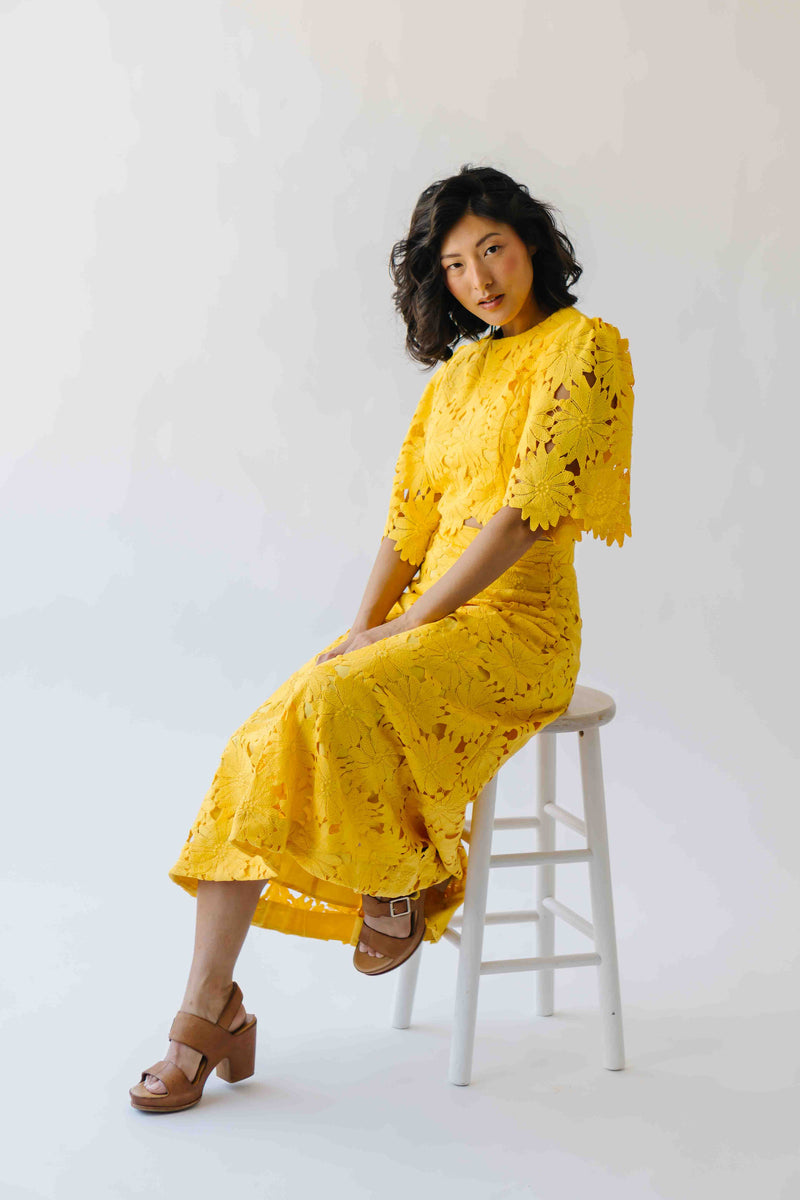 The Katie Embroidered Blouse + Skirt Set in Yellow