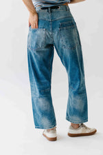 The Yorkana Eyelet Waist Barrel Jean in Medium Wash