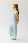 The Edison Drawstring Pant in Light Blue Stripe