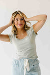 The Natasha Ribbed Tee in Sage Green
