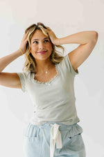 The Natasha Ribbed Tee in Sage Green