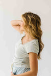 The Natasha Ribbed Tee in Sage Green