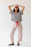 The Yorkana Eyelet Waist Barrel Jean in Striped Rust