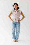The Selma Pleated Collar Blouse in Pink Floral