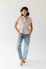 The Selma Pleated Collar Blouse in Pink Floral