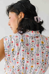 The Selma Pleated Collar Blouse in Pink Floral