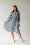 The Batesville Tiered Button-Up Midi Dress in Light Grey