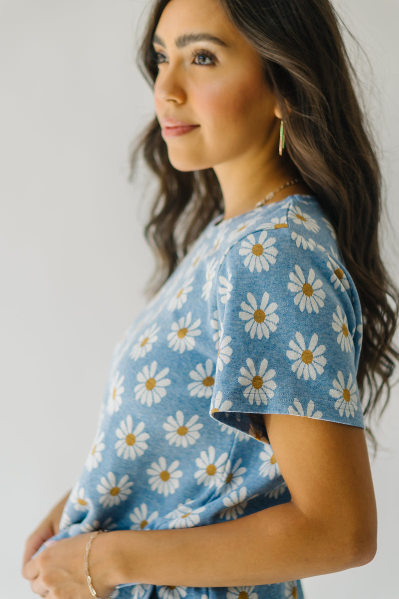 The Lance Sunflower Print Blouse in Blue