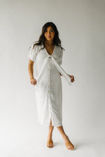 The Sharsti Button-Down Midi Dress in White
