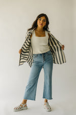 The Stoll Striped Button-Up Blouse in Black + Cream