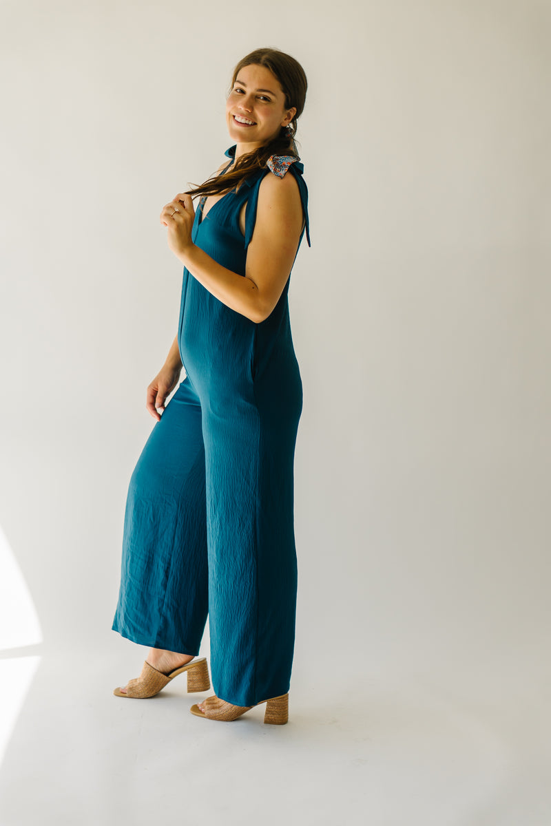 The Winder Wide Leg Jumpsuit in Deep Teal