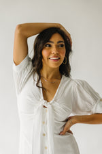 The Sharsti Button-Down Midi Dress in White