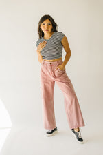 The Sunray Cropped Tee in Ivory + Black Stripe