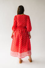 The Bergman V-Neck Patterned Maxi Dress in Red