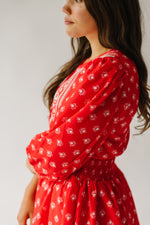 The Bergman V-Neck Patterned Maxi Dress in Red