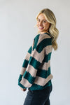 The Indio Striped Crew Knit Sweater in Hunter Green
