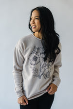 The Manton Floral Embroidered Sweatshirt in Oatmeal