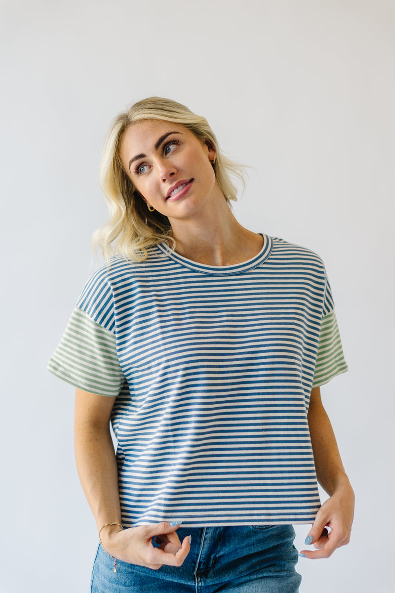The Mulford Striped Color Block Tee in Blue