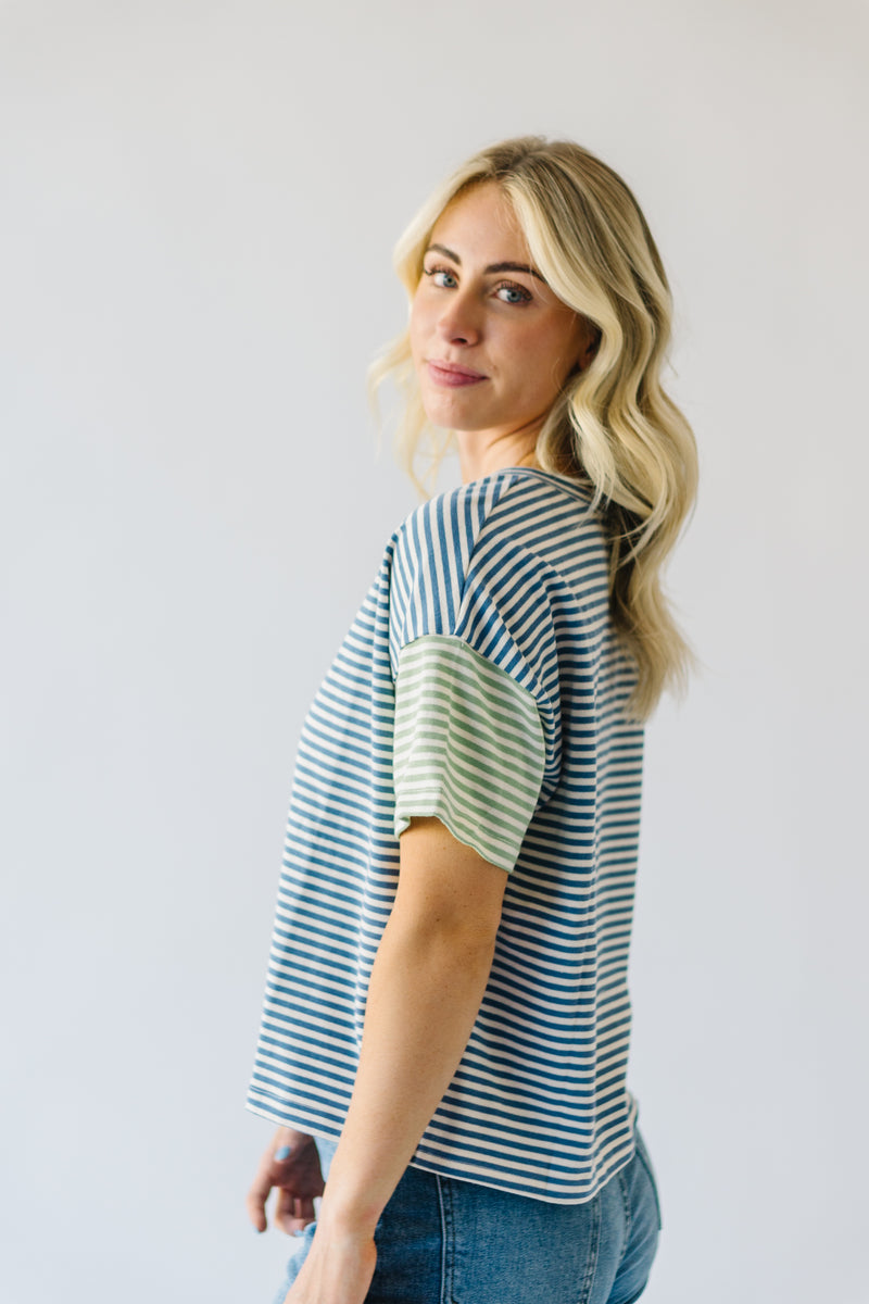 The Mulford Striped Color Block Tee in Blue