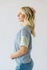 The Mulford Striped Color Block Tee in Blue