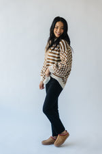 The Salinas Checkered Knit Sweater in Brown + Cream
