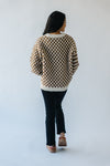 The Salinas Checkered Knit Sweater in Brown + Cream