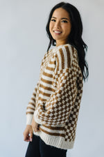The Salinas Checkered Knit Sweater in Brown + Cream