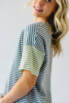 The Mulford Striped Color Block Tee in Blue
