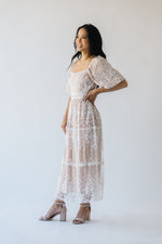 The Montecito Square Neck Lace Detail Dress in Ivory